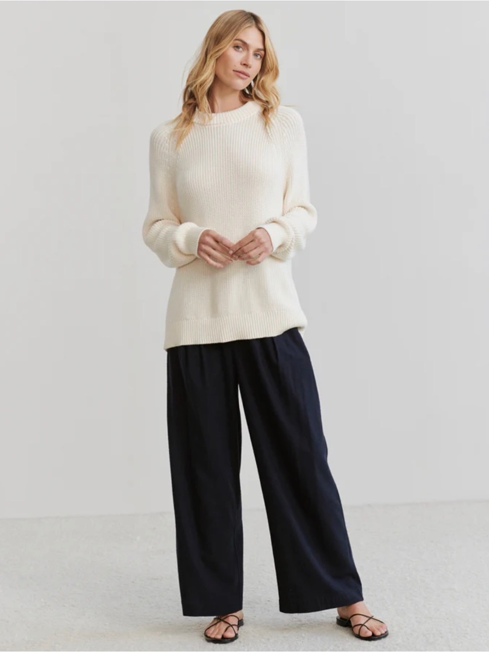Jenni Kayne Navy Fisherman Oversized Sweater